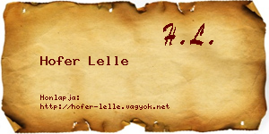 Hofer Lelle névjegykártya